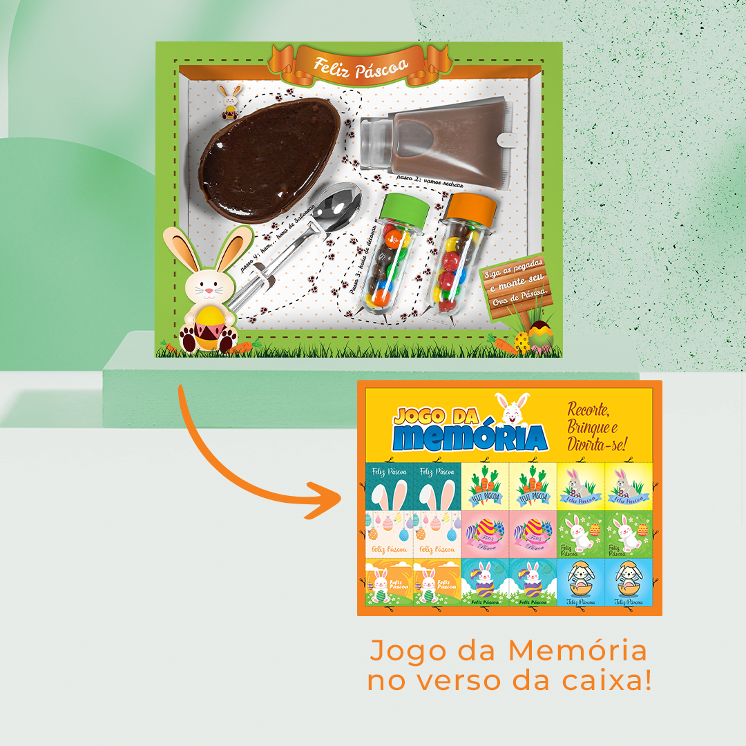 CAIXA KIT CONFEITEIRO +JOGO DA MEMORIA - COELHOS C/25UN